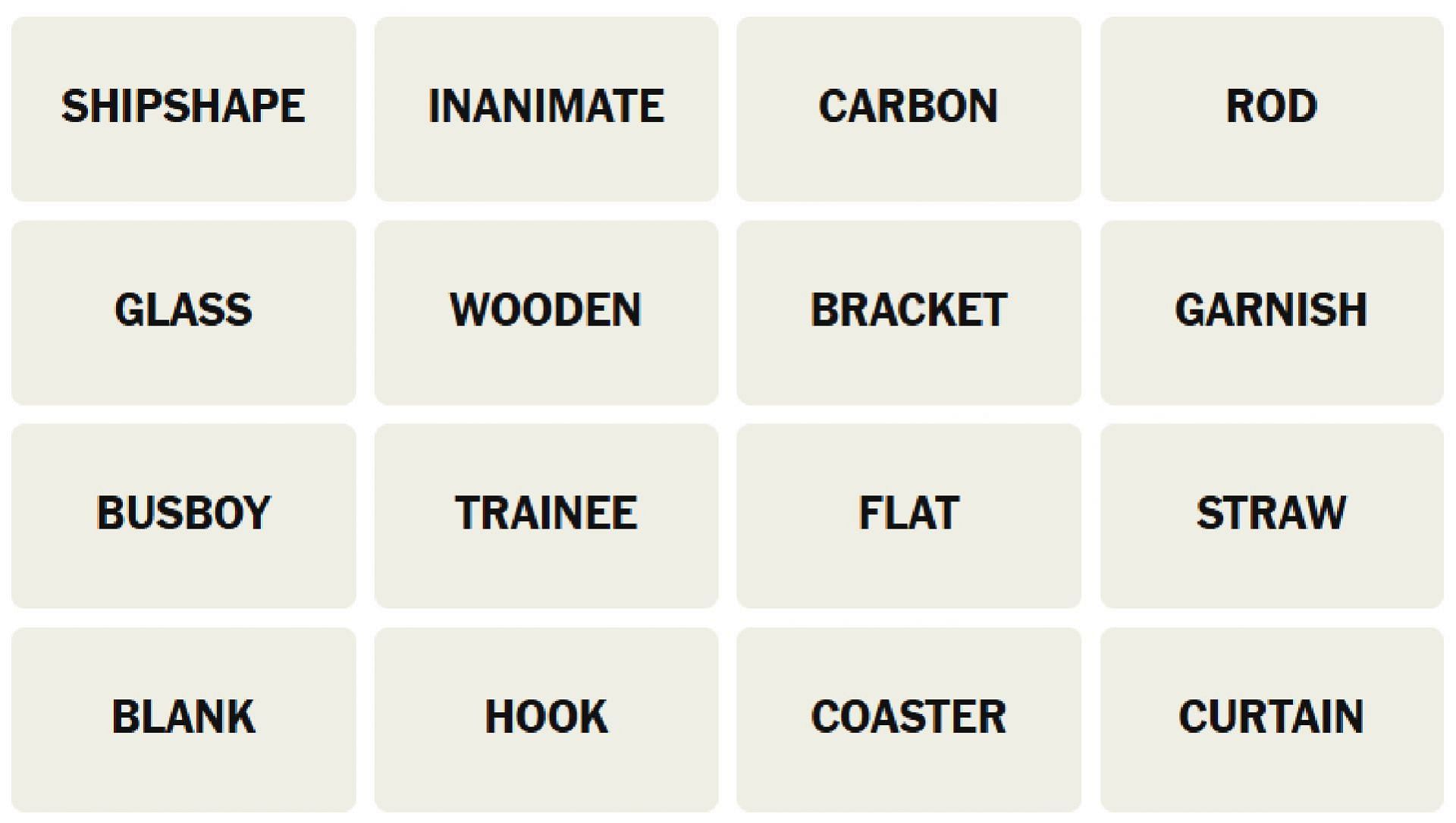 The words for today&#039;s New York Times Connections puzzle (Image via The New York Times)