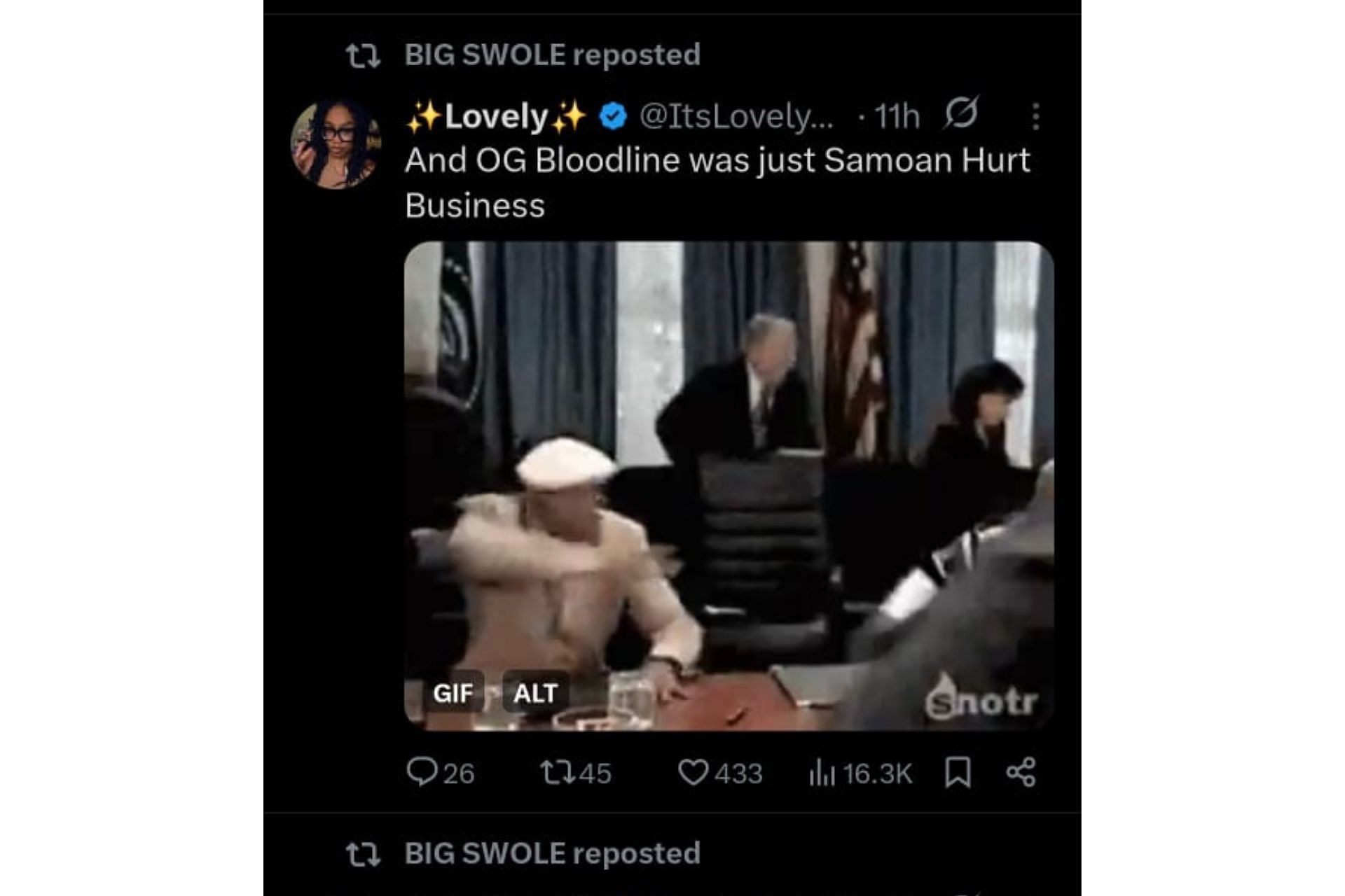 Big Swole reposted this post on X.