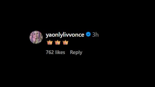 Screenshot of Liv Morgan's comment [Image credit: MLB's Instagram handle]