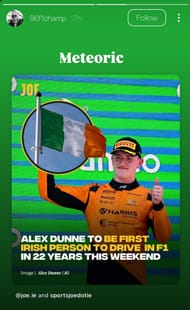 Damon Hill's story - Source: via @96f1champ on Instagram.