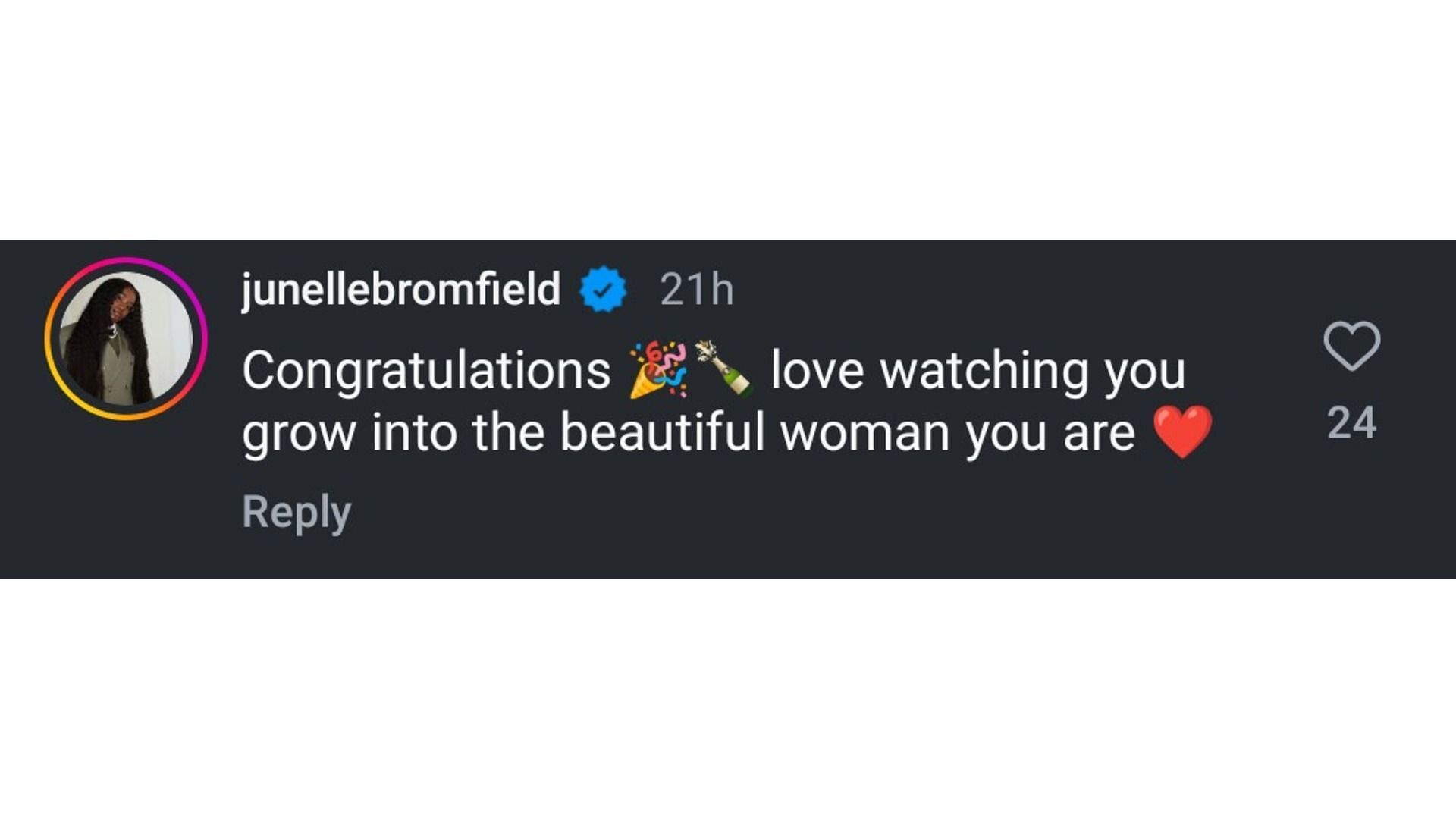 Bromfield&#039;s comment on Anderson&#039;s post - Source: via @britanyanderson456 on Instagram