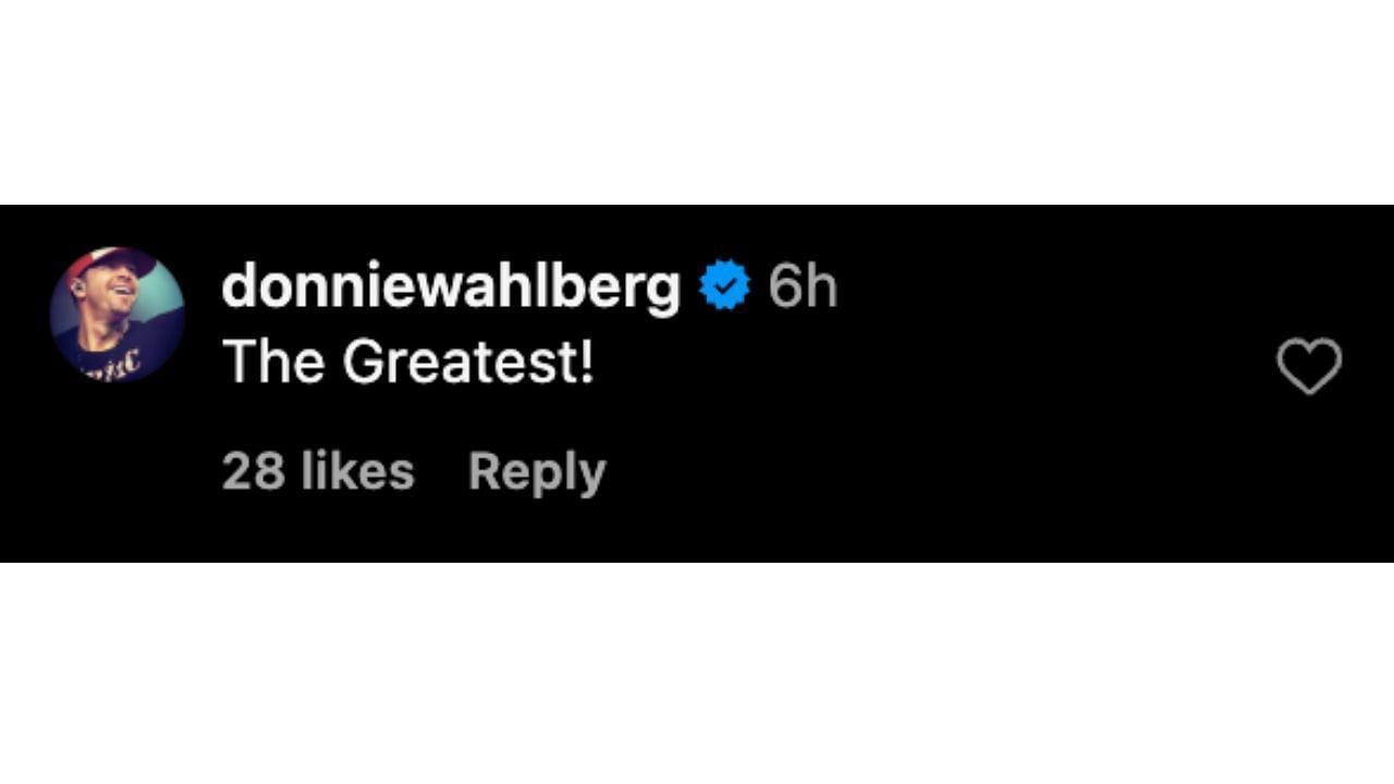 Donnie Wahlberg&#039;s comment on Max Verstappen&#039;s post [Image Source: @maxverstappen1/Instagram]