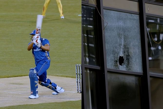 Mumbai Indians batting coach breaks window pane with a powerful six during Game 2 of MLC 2025 [Watch]