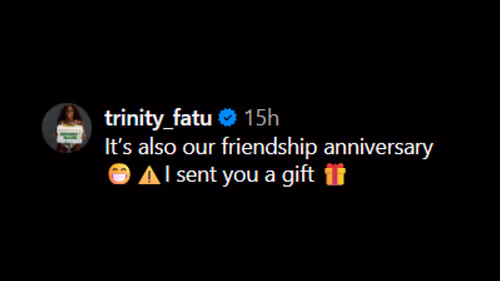 Screenshot of Naomi's comment [Image credit: Bianca Belair's Instagram]