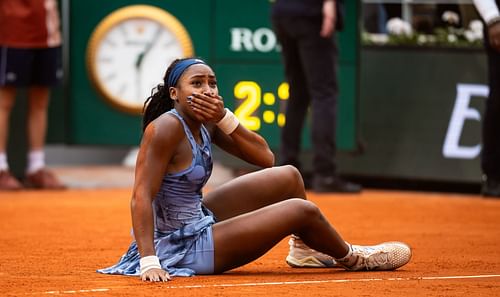 Coco Gauff after beating Aryna Sabalenka in the 2025 French Open final. Source: Getty
