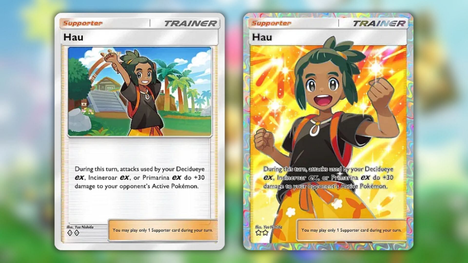 All Hau variants from Pokemon TCG Pocket Eevee Grove (Image via The Pokemon Company)
