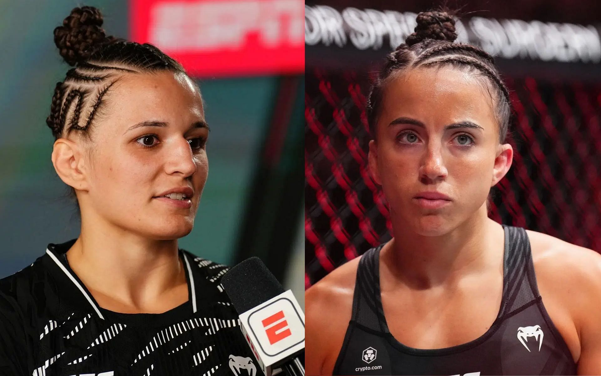 Erin Blanchfield (left) slams Maycee Barber (right) following last-minute withdrawal from UFC Vegas 107 main event [Images courtesy: Getty Images]