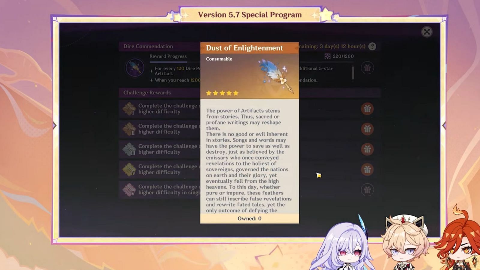 New artifact reroll item Dust of Enlightenment