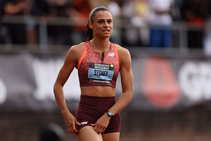 Sydney McLaughlin-Levrone reacts as fan skips major event to watch her compete with a special poster