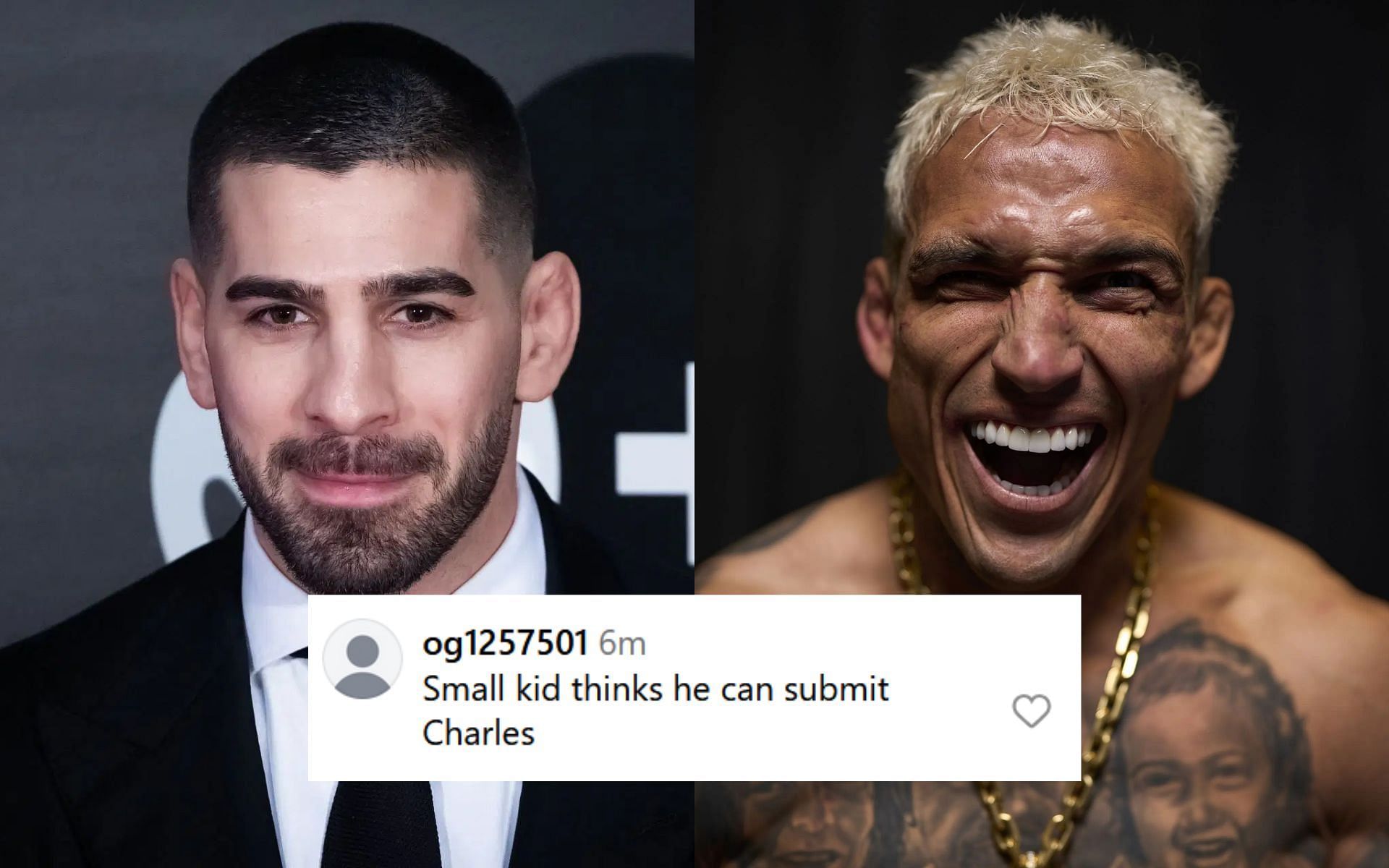 Ilia Topuria (left) asked MMA world how he should finish Charles Oliveira (right) in upcoming bout. [Images courtesy: Getty Images]
