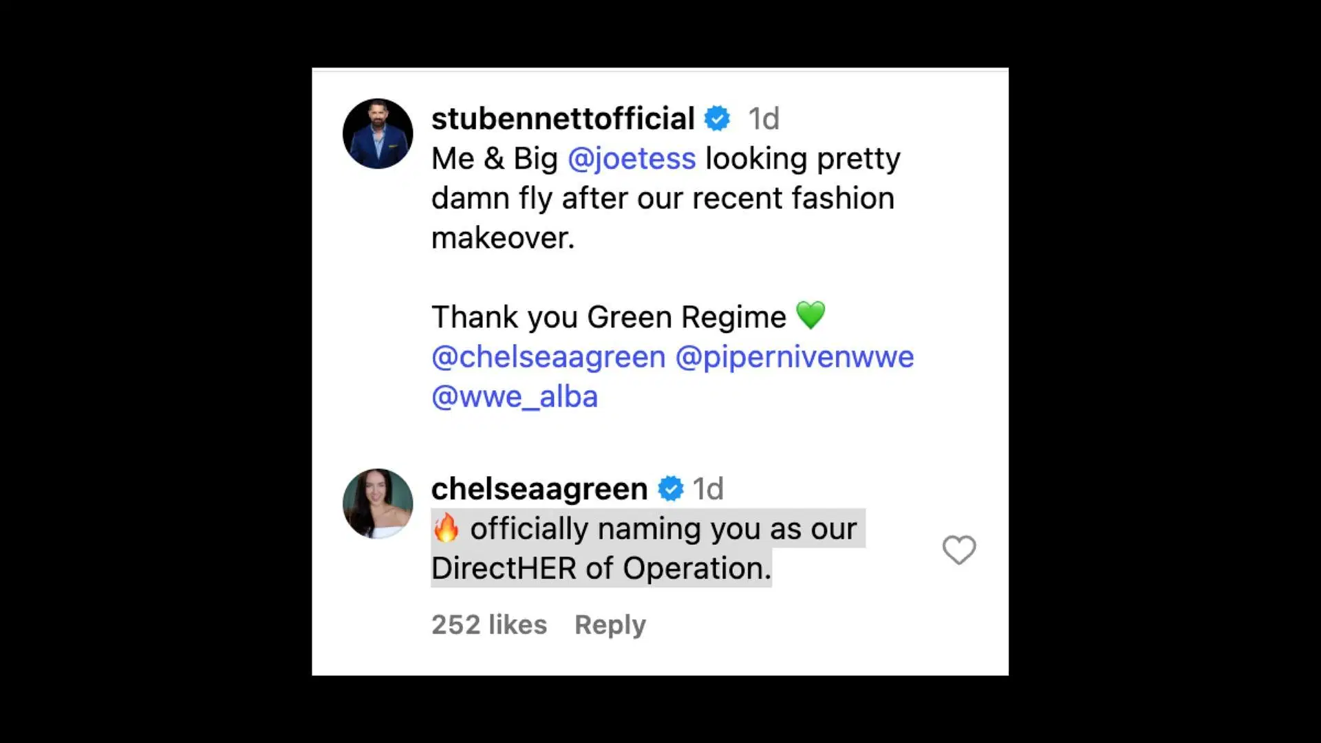 Green gives Barrett a new nickname on social media. [Image credit: Wade Barrett&#039;s Instagram]