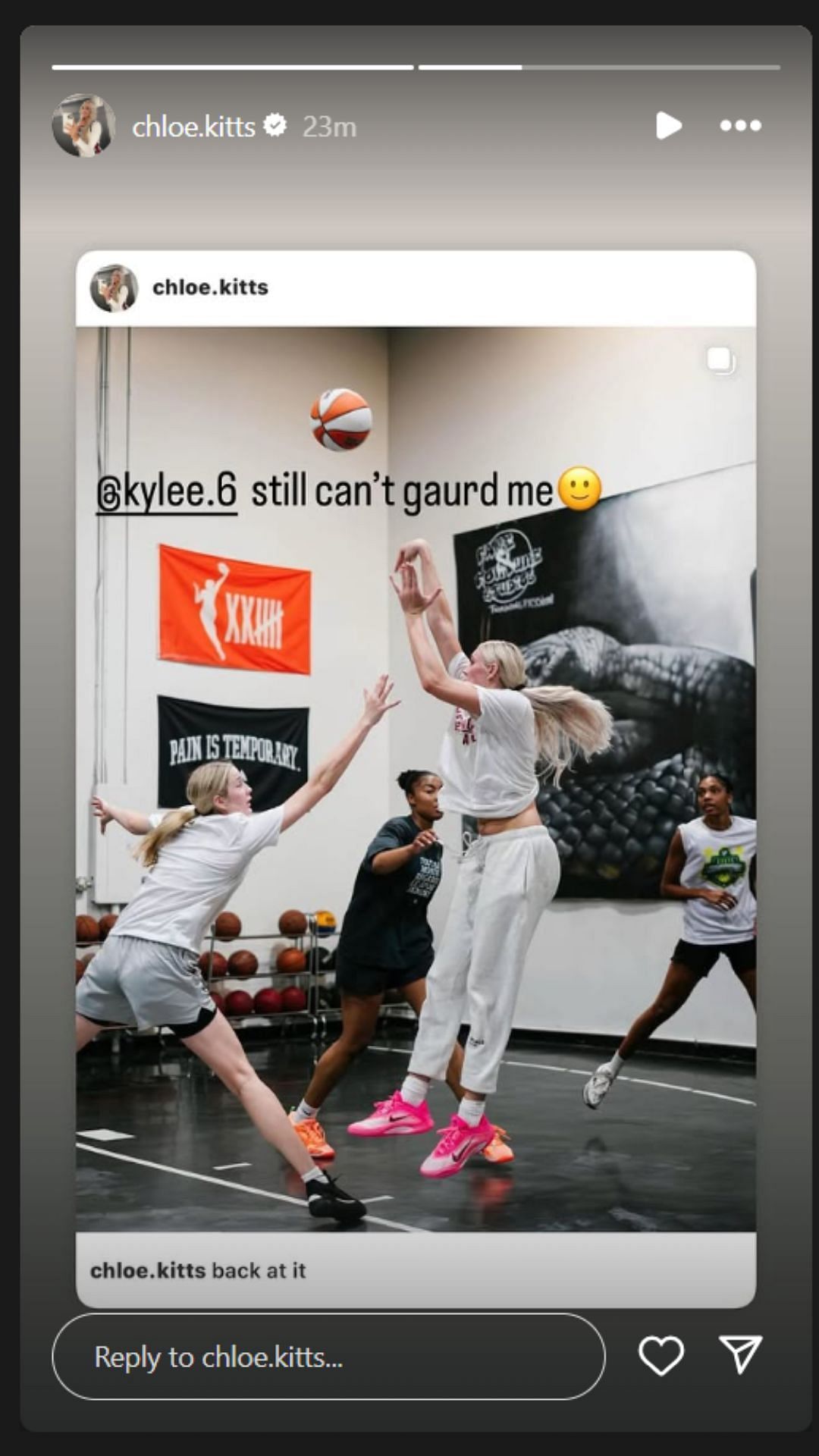 Chloe Kitts disses her younger sister Kylee Kitts on IG story. Image via @chloe.kitts
