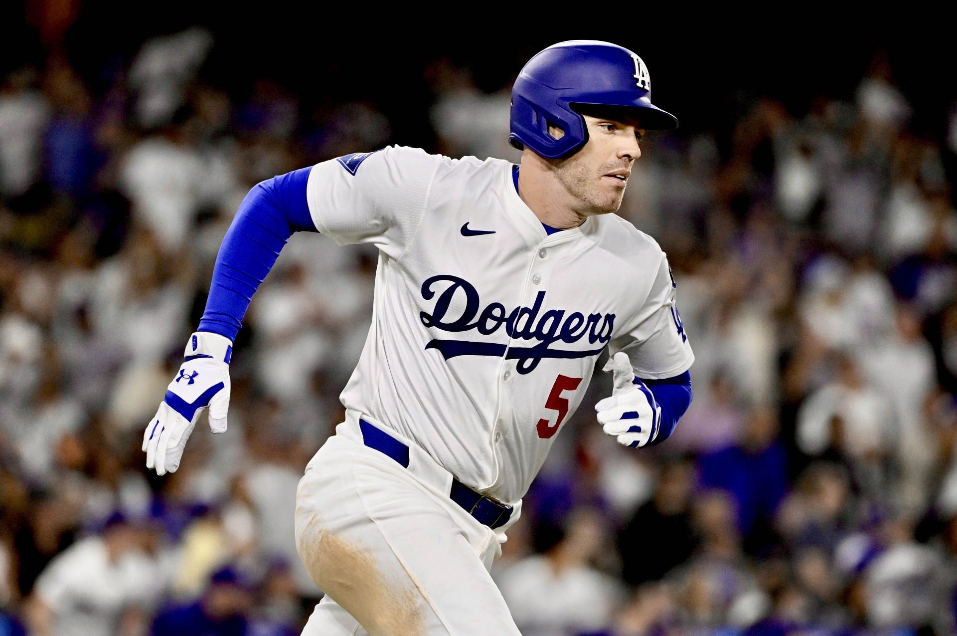 Freddie Freeman in action for the Los Angeles Dodgers. (Credits: Getty)