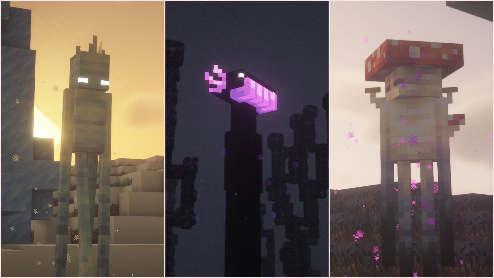 Enderman Overhaul adds various types of Enderman with different new strengths, behaviors, and drops (Image via CurseForge/joosh_7889)