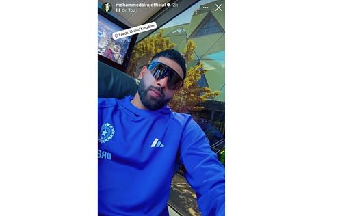 Screenshot of Mohammed Siraj's Instagram story.