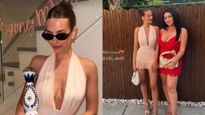 Kiefer Sherwood's fiancee Ariela dons ivory halter mini dress for her bachelorette party in Miami
