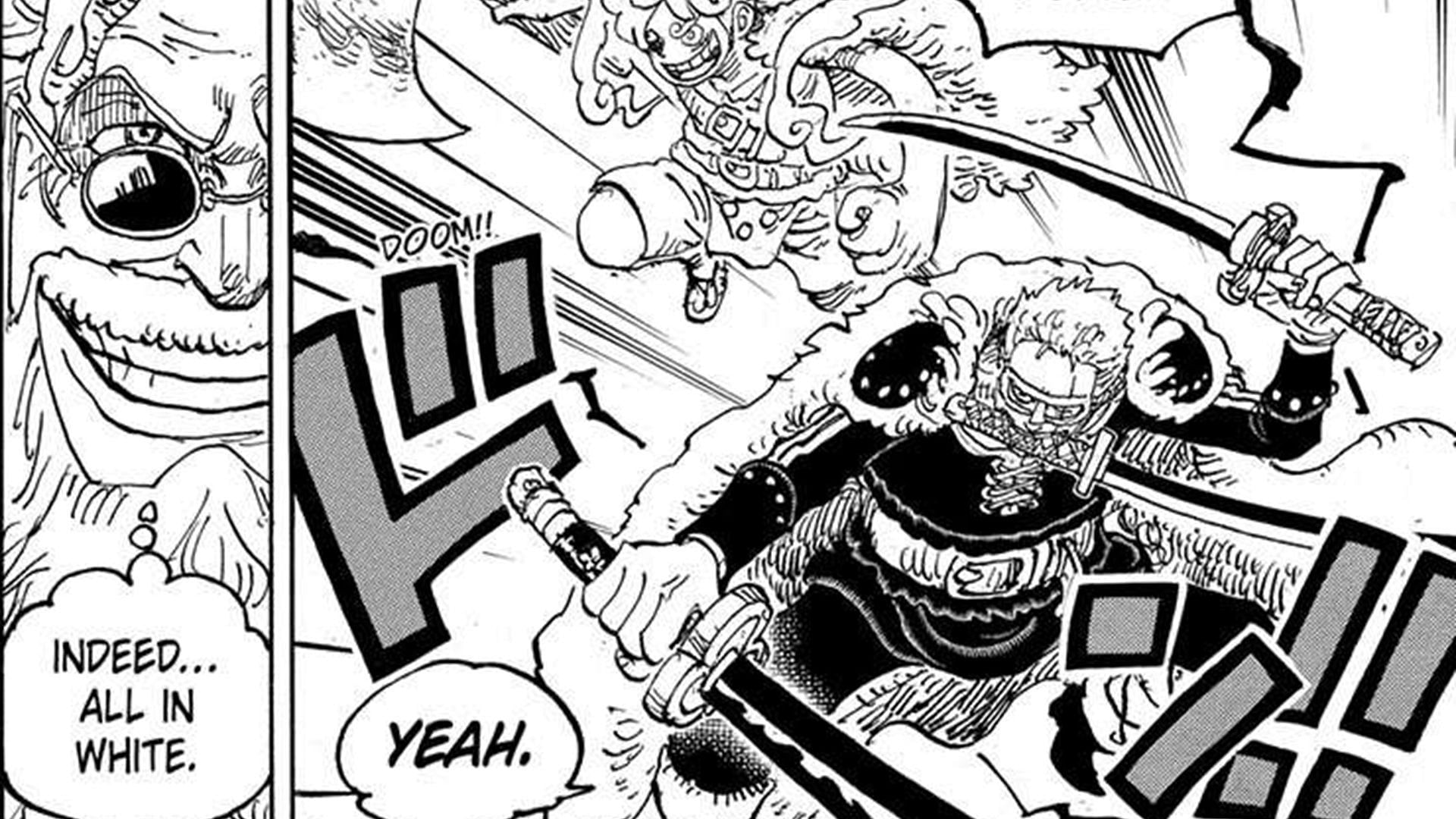 Gaban, Luffy, and Zoro in Manga, one piece (image via Shuisha)