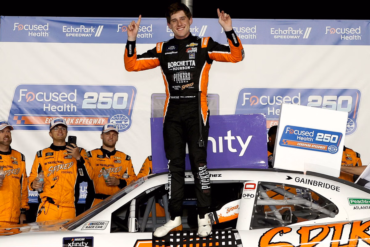 Rookie Nick Sanchez scores first NASCAR victory as Aric Almirola falls short