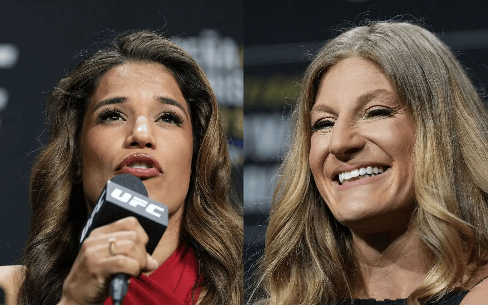 Julianna Pena (left) gets honest about engaging in a trash talk with Kayla Harrison (right). [Images courtesy: Getty]