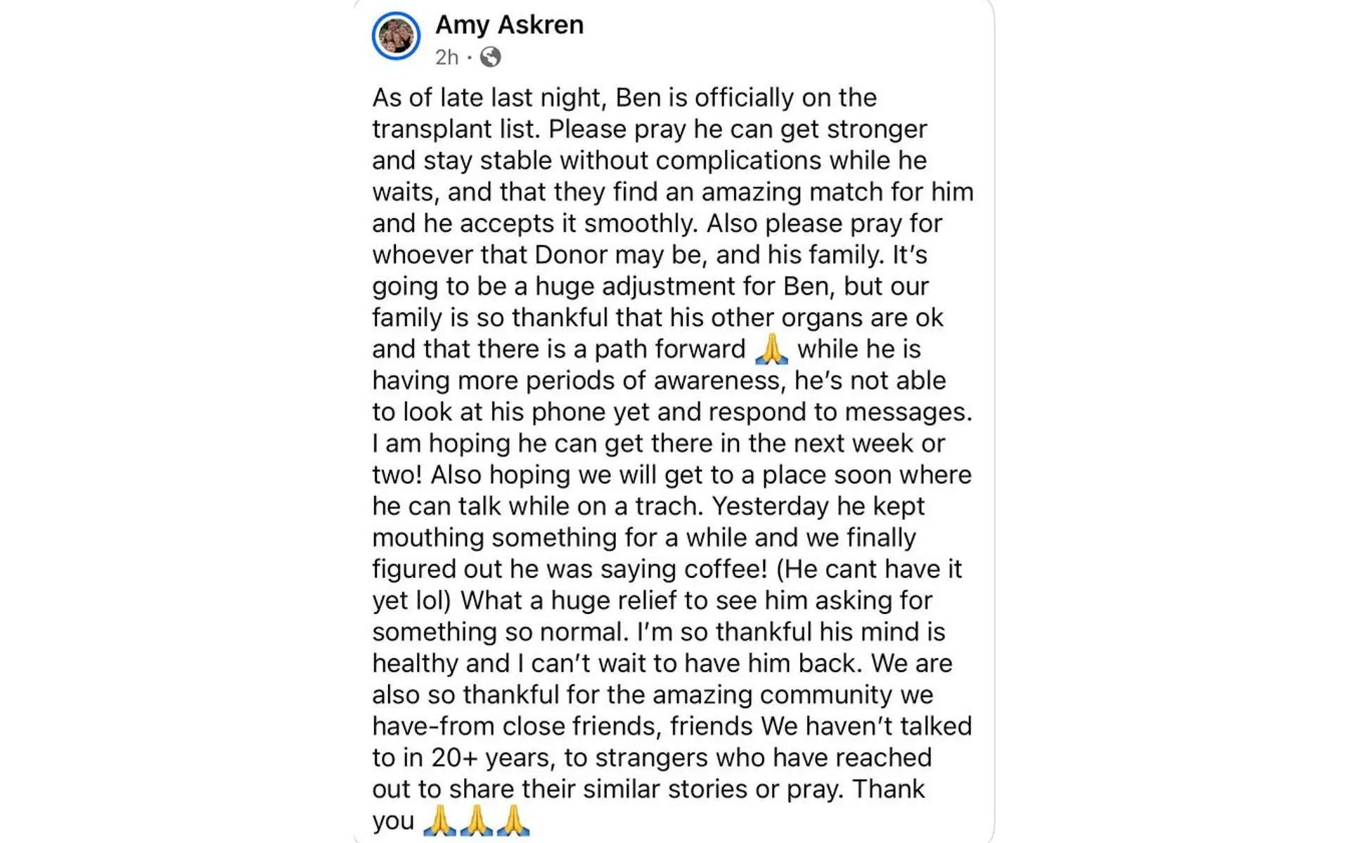 Amy Askren&#039;s Instagram story. [Screenshot courtesy: @amyaskren1 on Instagram]