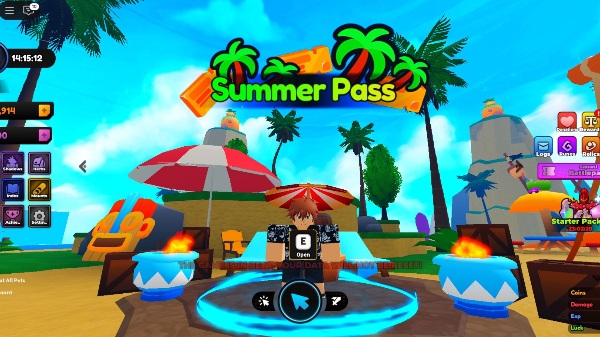 Interact with the NPC to access the Summer pass (Image via Roblox)