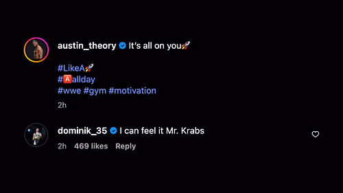Mysterio gave Theory a hilarious nickname today. [Image credit: Austin Theory's Instagram]