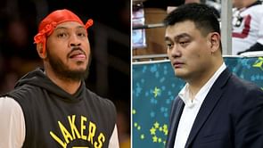 Rockets legend Yao Ming jokes with Carmelo Anthony about slimming down in retirement: "When we played, you were always overweight"
