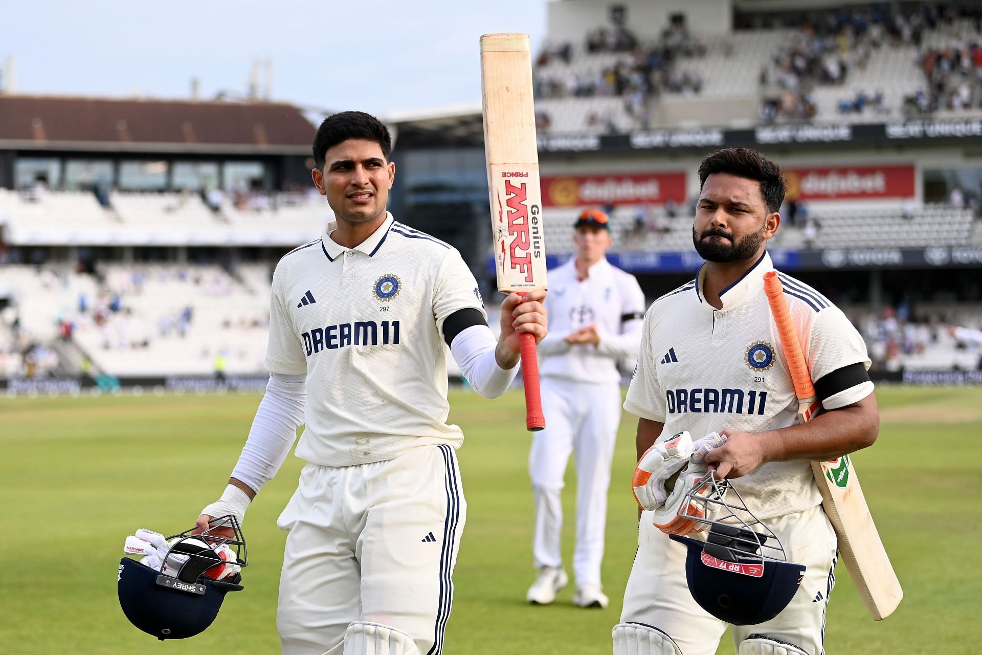 Shubman Gill (left) and Rishabh Pant, who is yet to bat, scored centuries in India&#039;s first innings. [P/C: Getty]
