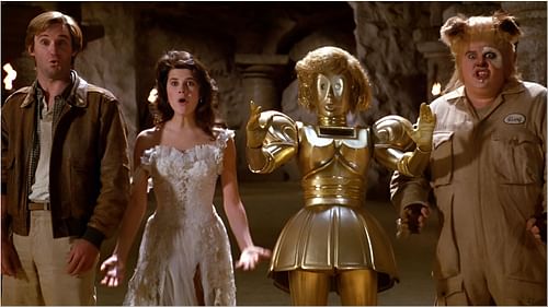 The original Spaceballs crew, Bill Pullman as Lone Starr, Daphne Zuniga as Princess Vespa, Joan Rivers as the voice of Dot Matrix, and John Candy as Barf remain central to the legacy leading into Spaceballs 2. (Image via Amazon Prime)