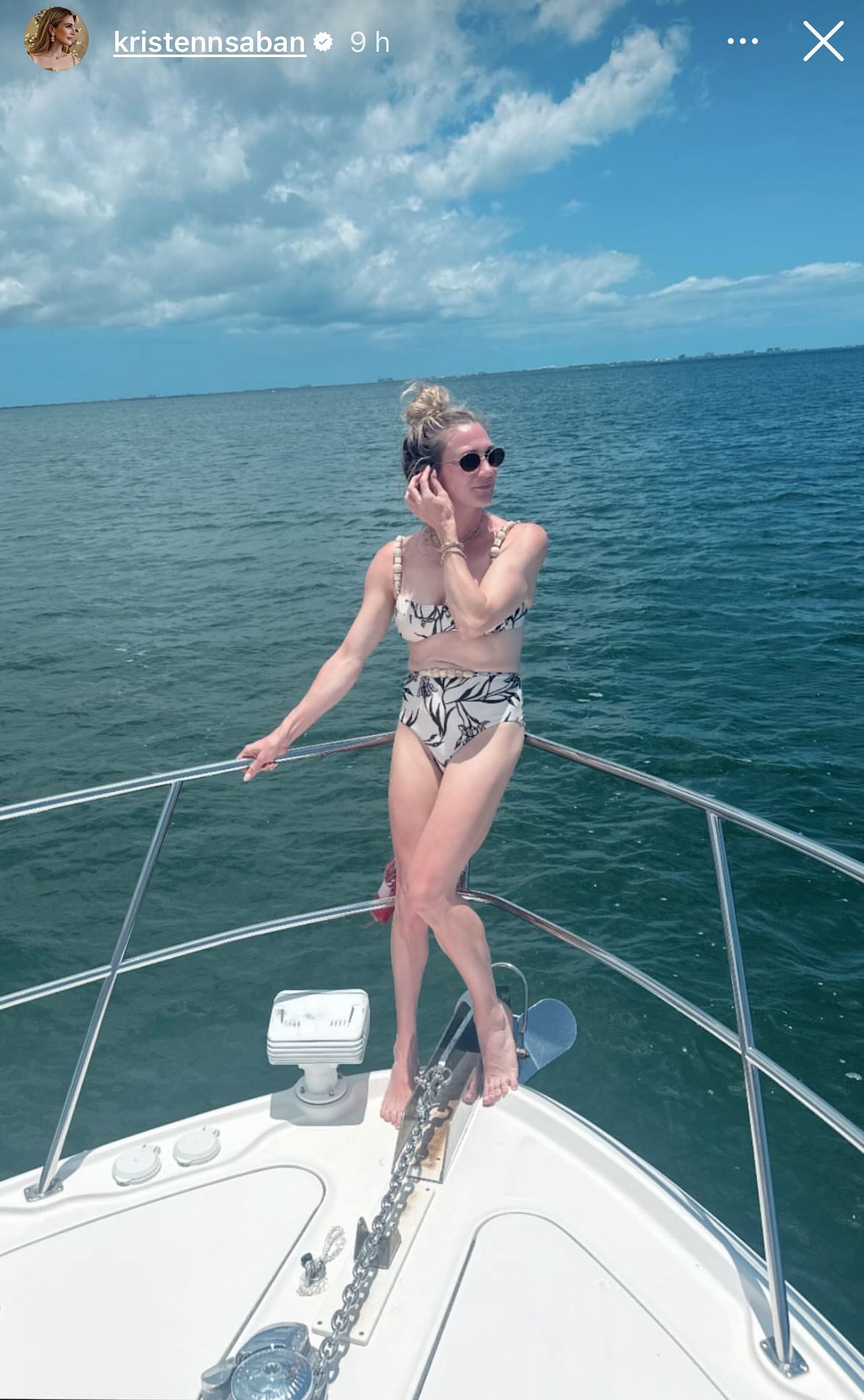 Kristen Saban&#039;s story while traveling on a boat. - Source: Instagram/@kristennsaban
