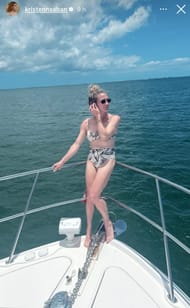 Kristen Saban's story while traveling on a boat. - Source: Instagram/@kristennsaban