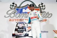 Kyle Kirkwood at the 2025 NTT IndyCar Series Bommarito Automotive Group 500 podium - Source: Getty