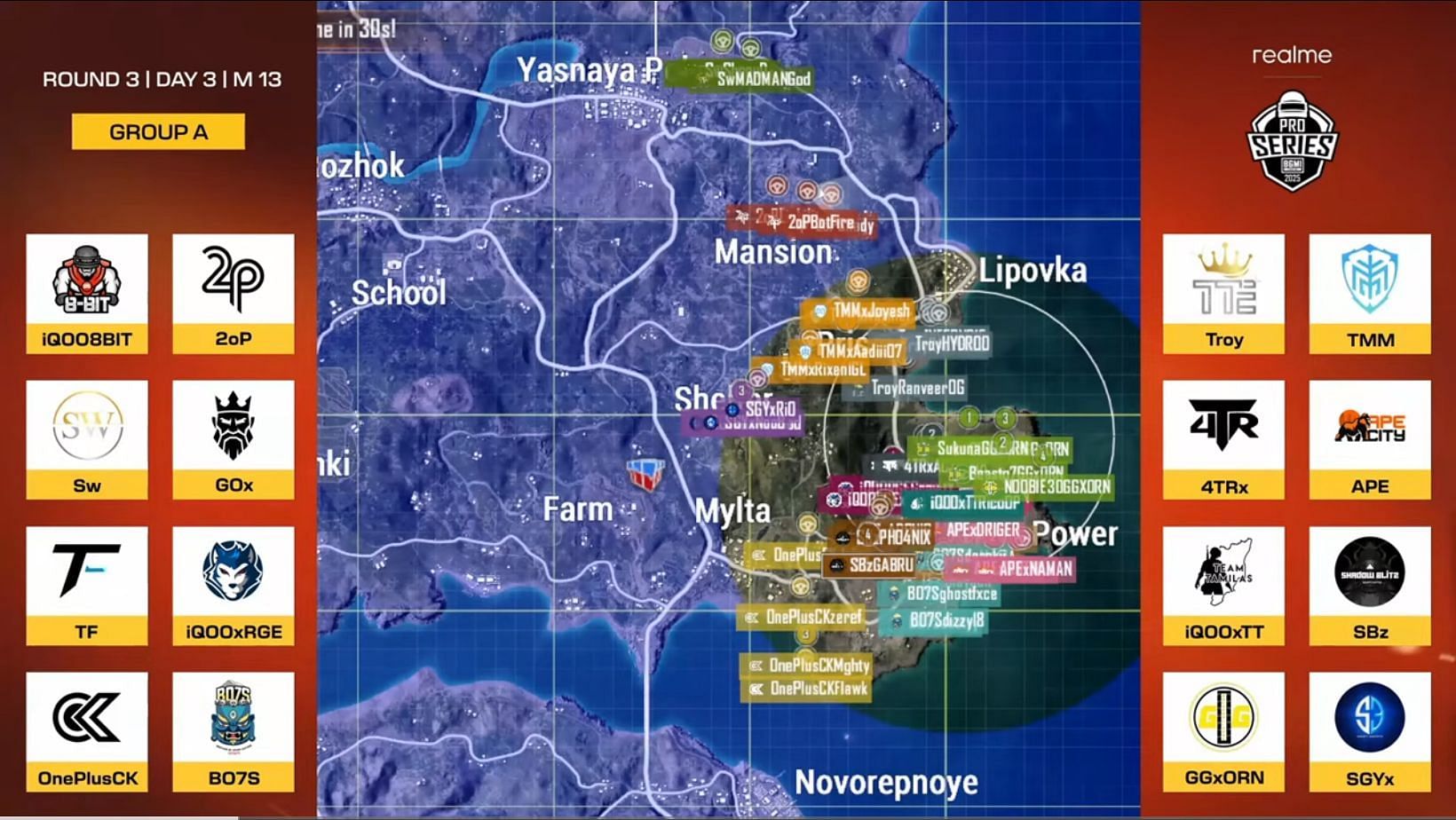Team 8Bit ranked first after Day 3 of BMPS Round 3 (Image via YouTube/Krafton India Esports)