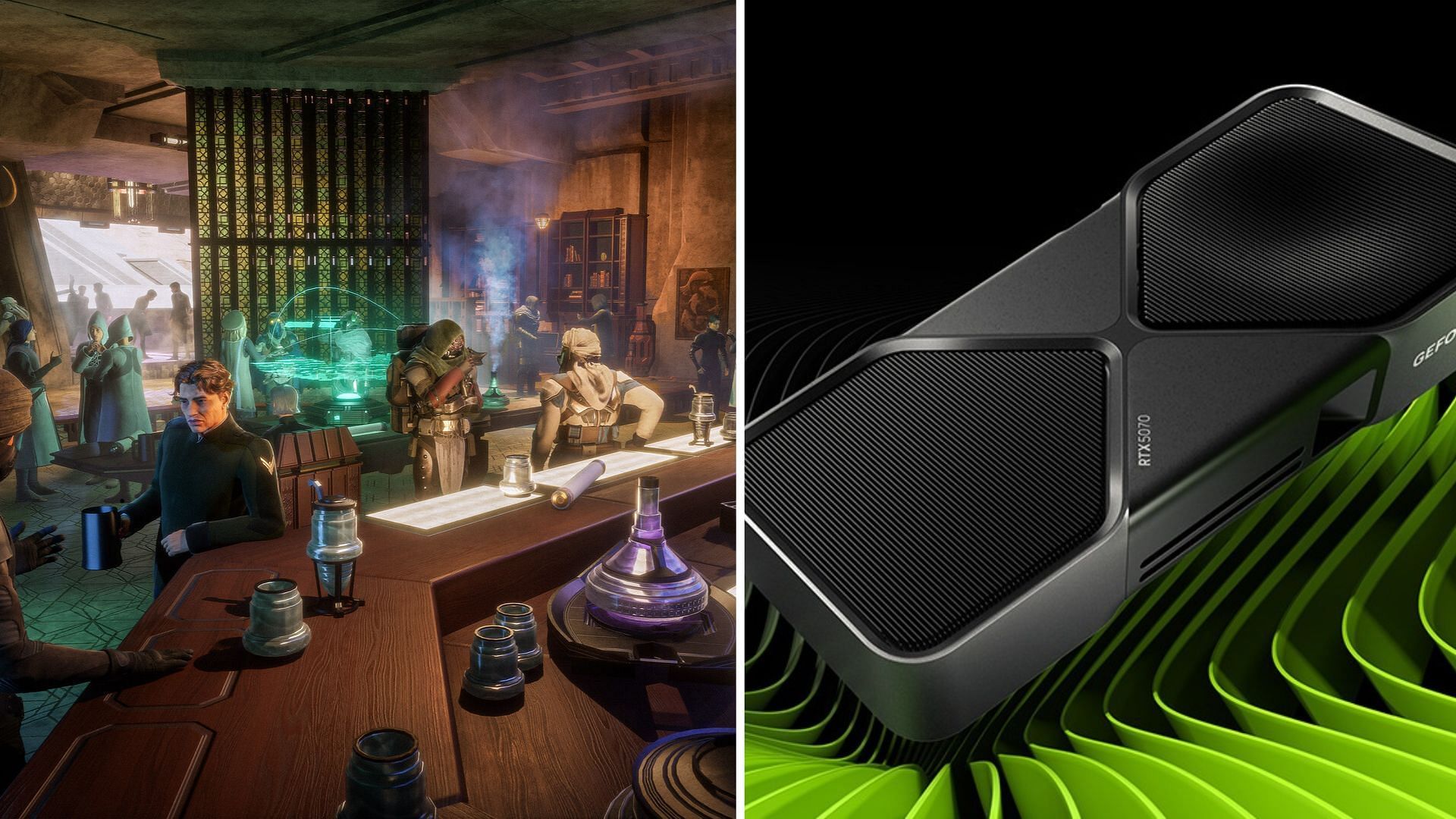 The RTX 5070 and 5070 Ti are high-end GPUs for Dune Awakening (Image via Nvidia and Funcom)