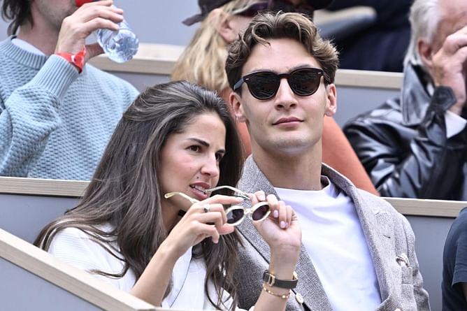 George Russell and girlfriend Carmen Mundt spotted at the French open final featuring Jannik Sinner and Carlos Alcaraz