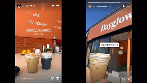 Screenshots of Seth Rollins' and Becky Lynch's Instagram Stories