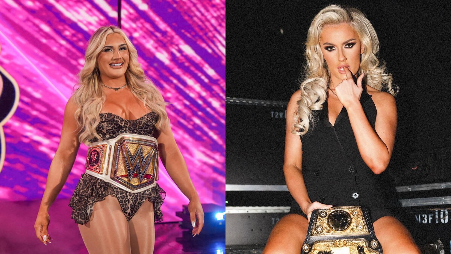 Tiffany Stratton (left), Mariah May (right) (Image Credits: WWE.com and Mariah May on X)
