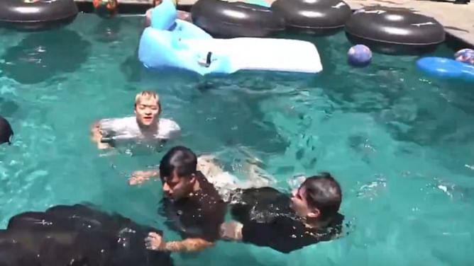 "I started drowning": FaZe Stable Ronaldo gets rescued after being rolled into a pool while in a tire