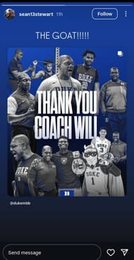 Sean Stewart pays tribute to Coach Will (Image via Instagram@sean13stewart)