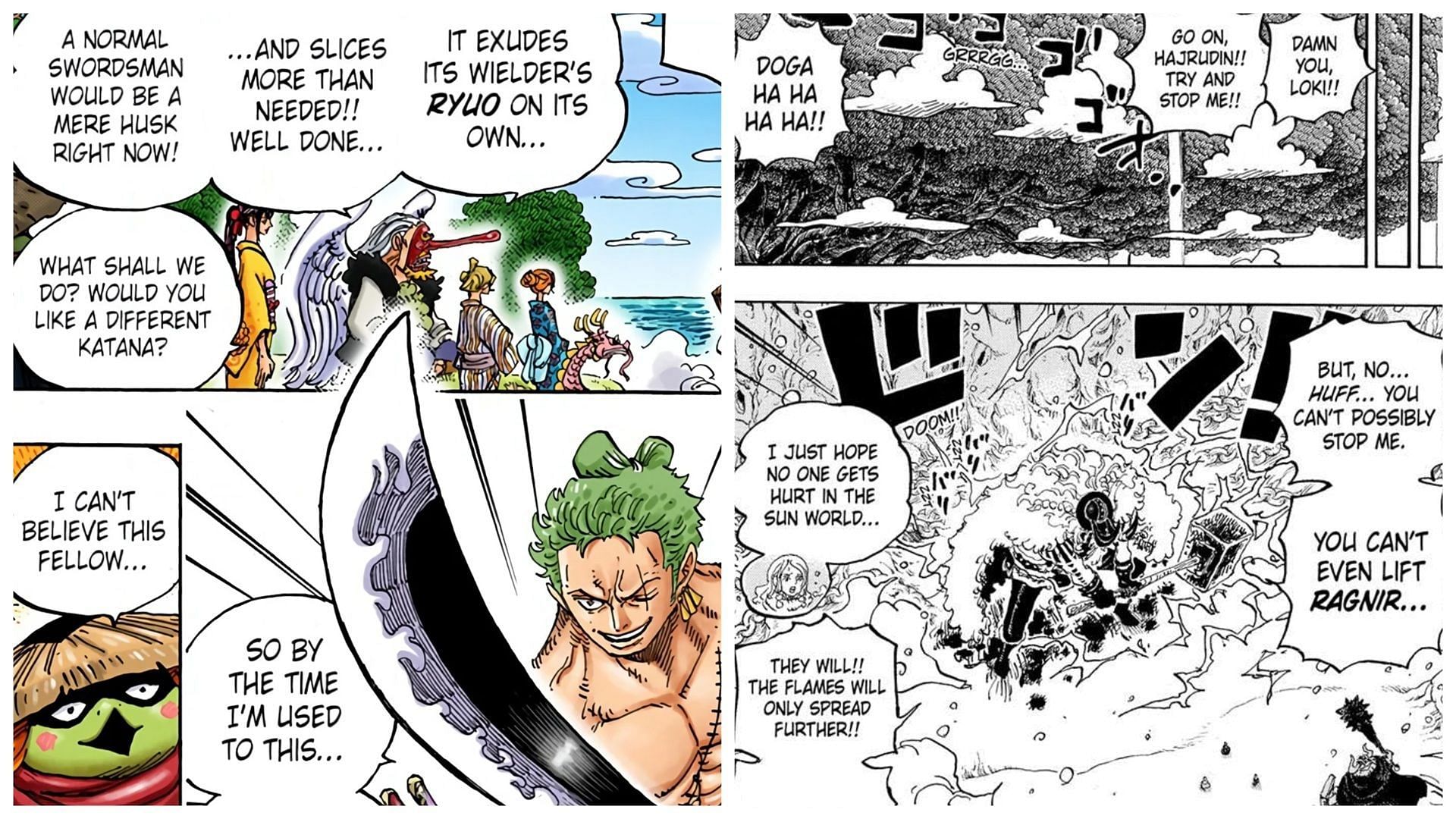 Zoro&#039;s Enma and Loki&#039;s Ragnir are not for everyone (Image via Shueisha)