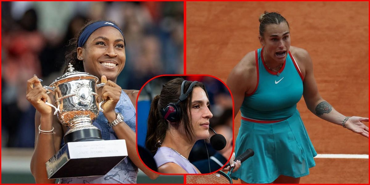 (L-R) Coco Gauff, Andrea Petkovic (inset), Aryna Sabalenka