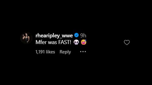 Screenshot of Rhea Ripley's comment. [Image credit: Escape IT's Instagram]