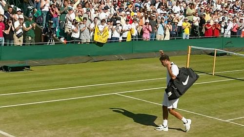Pete Sampras at the 2002 Wimbledon. (Source: Getty)