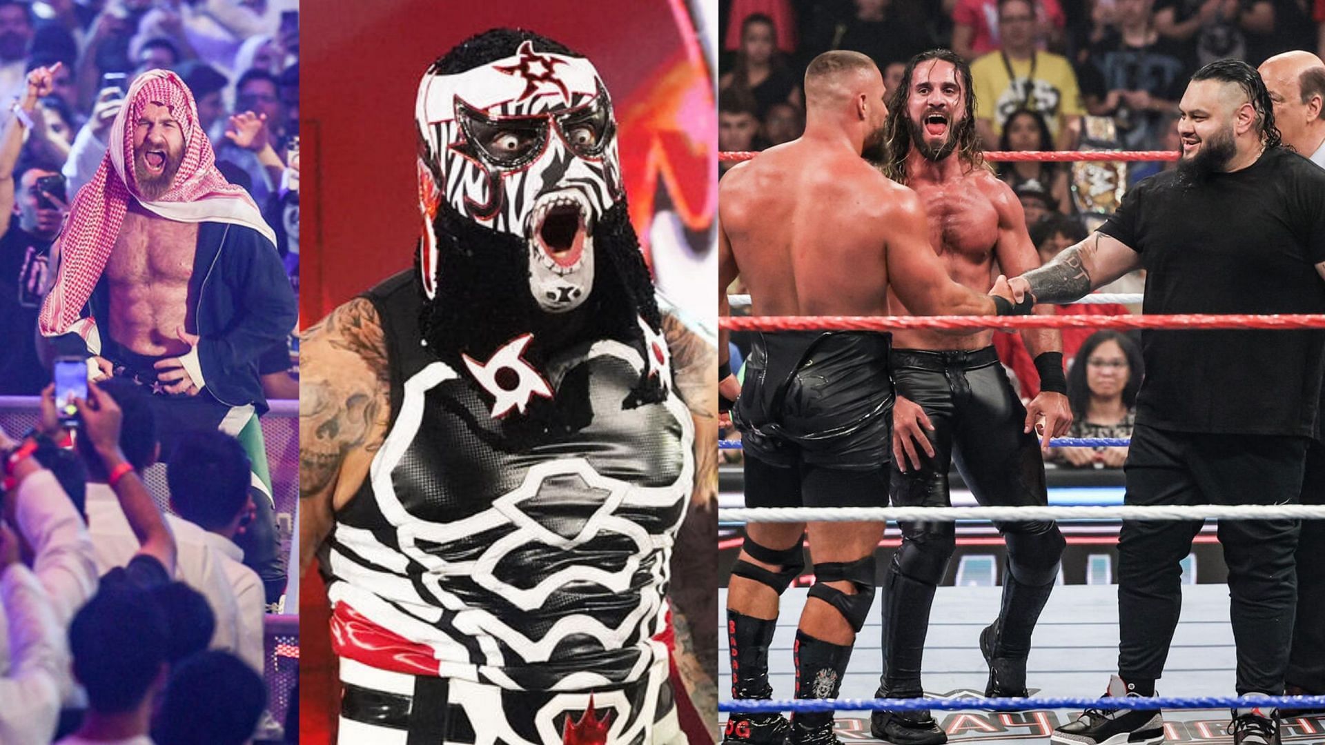 Sami Zayn and Penta (left) will face Seth Rollins