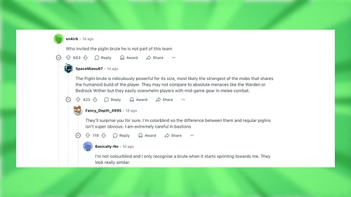 Redditors discuss the most powerful mob in Minecraft (Image via Reddit)