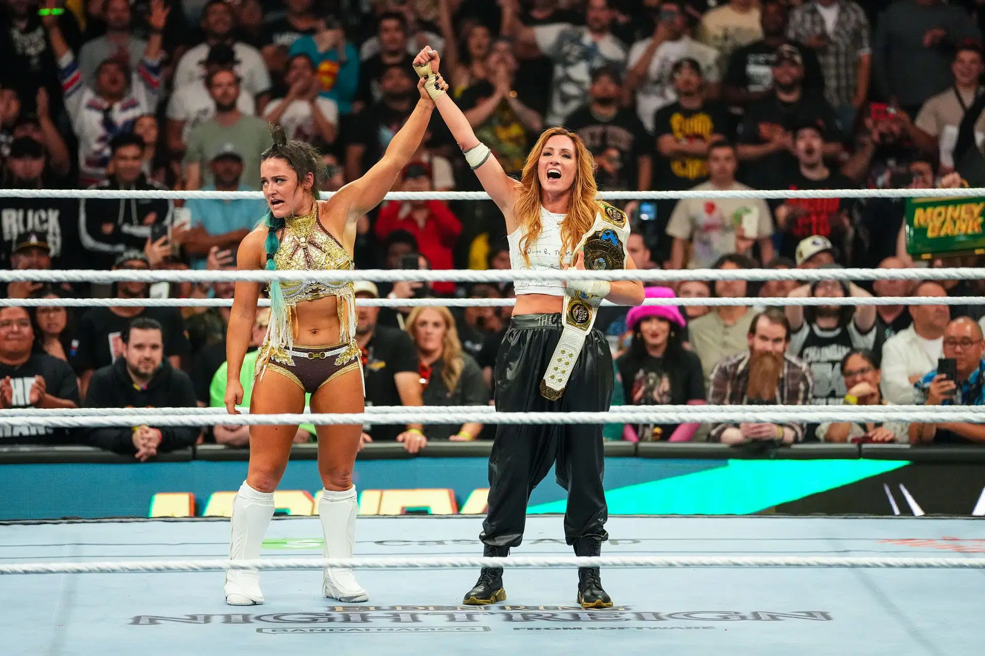 Valkyria and Lynch at WWE Money In The Bank - Source: Getty