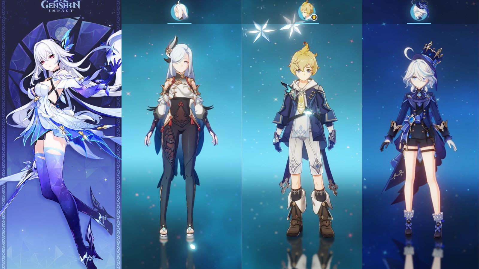 Skirk, Shenhe, Mika, and Furina (Image via HoYoverse)