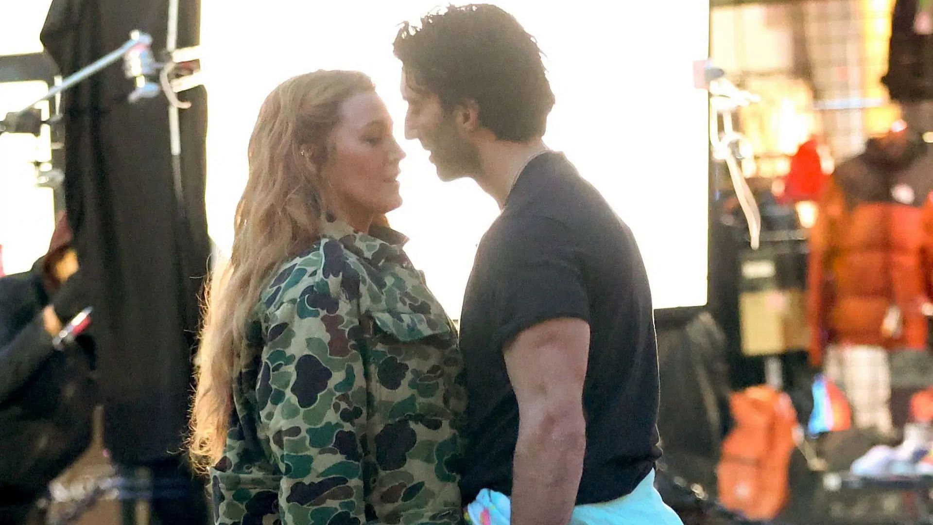 Blake Lively and Justin Baldoni are seen on the set of &quot;It Ends with Us&quot; on January 12, 2024 (Image via Getty)