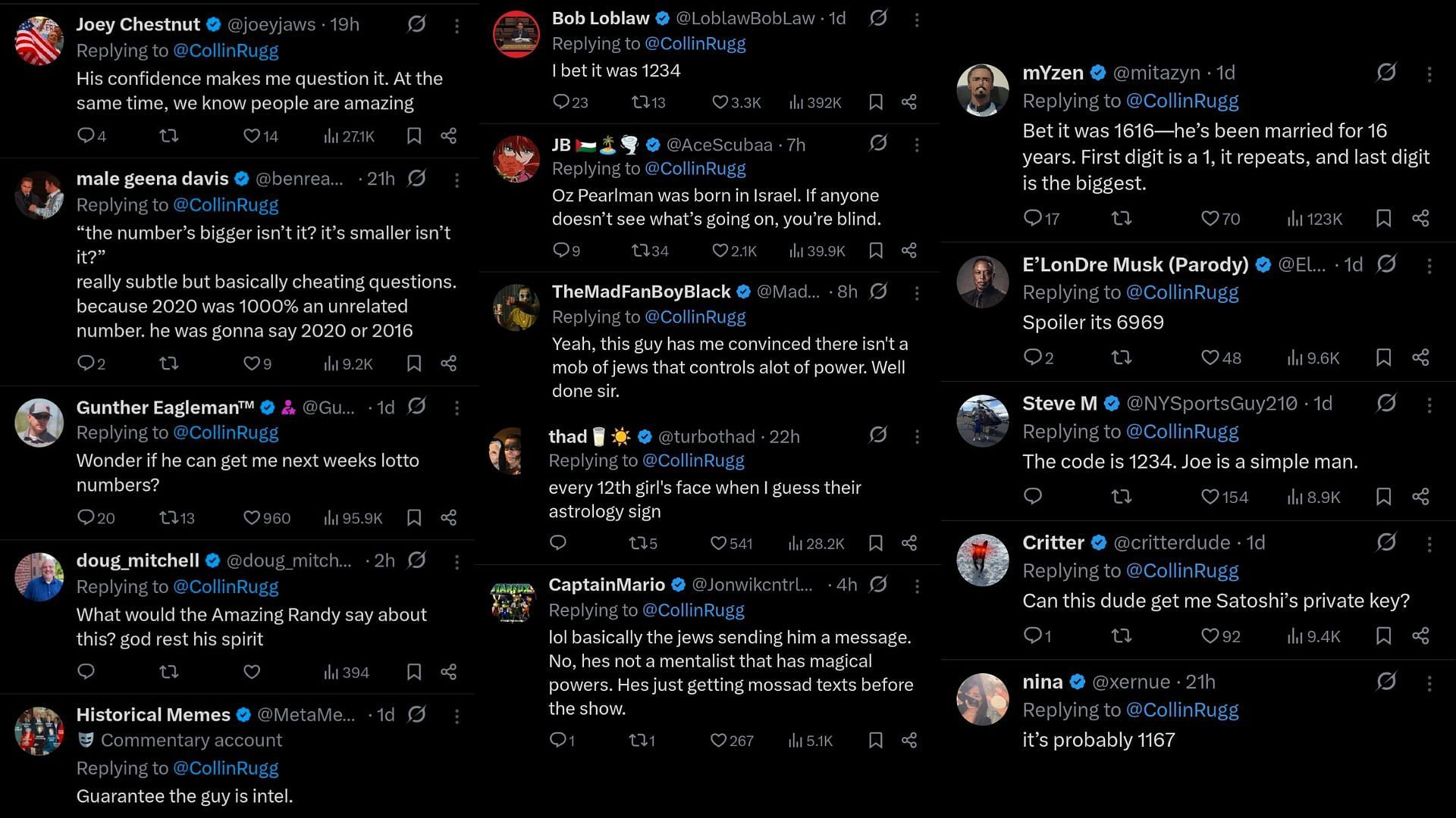 Fan reactions [Screenshots courtesy: @CollinRugg on X]