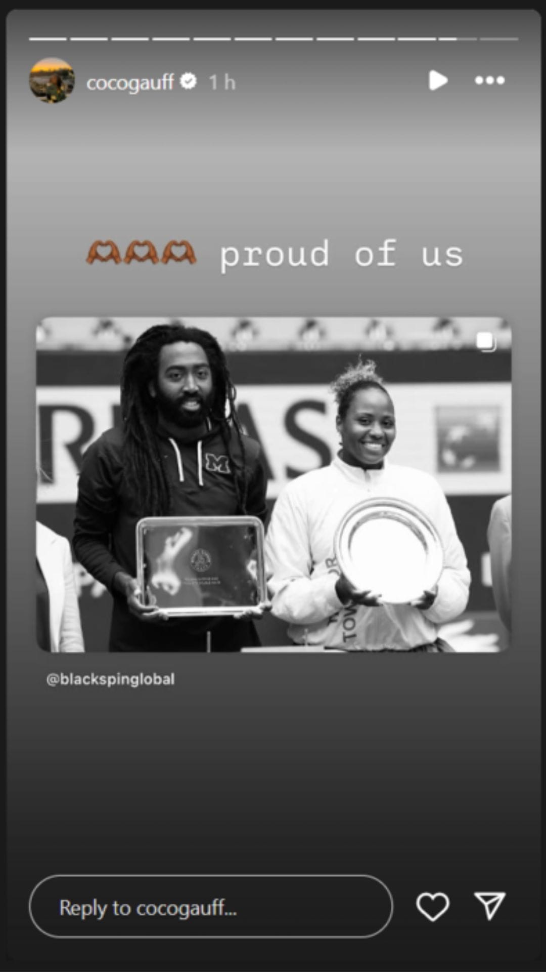 Coco Gauff's Instagram Story. (Image: Instagram @cocogauff)